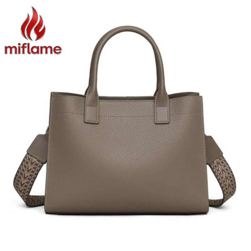 Structured Handbag Top Handle - Tas Selempang Kulit Asli untuk Wanita,
