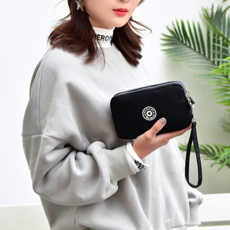Wristlet Wallet Zipper - Dompet Multi-Ritsleting Bermotif Bunga yang Bergaya,