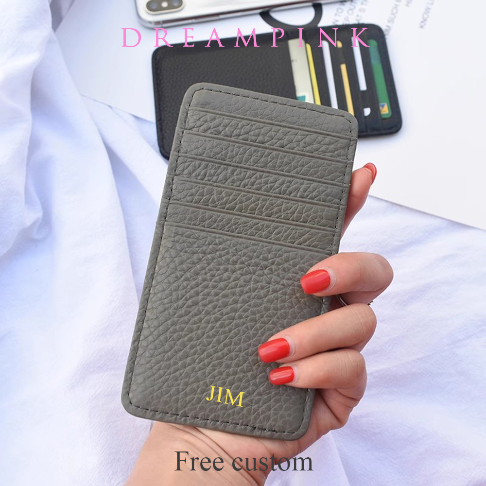 Wristlet Wallet Zipper - Dompet kulit sapi inisial nama kustom