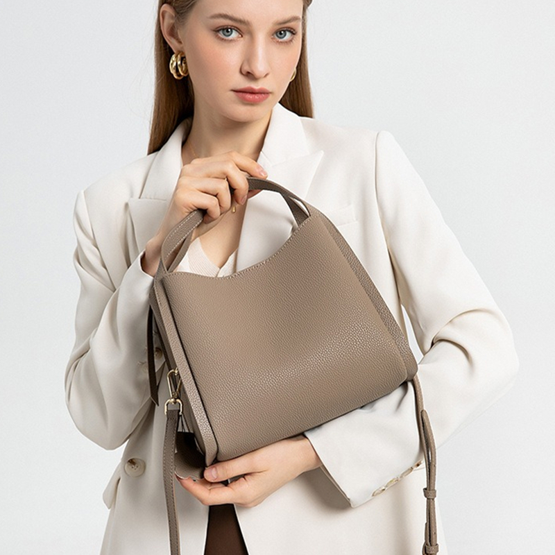 Structured Handbag Top Handle - BURMINSA Tas Kulit Asli Bertekstur Wanita,