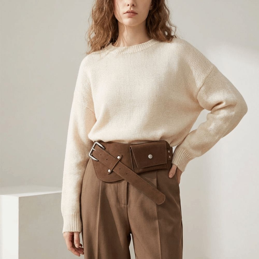 Belt Bag Leather Wide - Sabuk Pinggang Lebar PU Fashion dengan