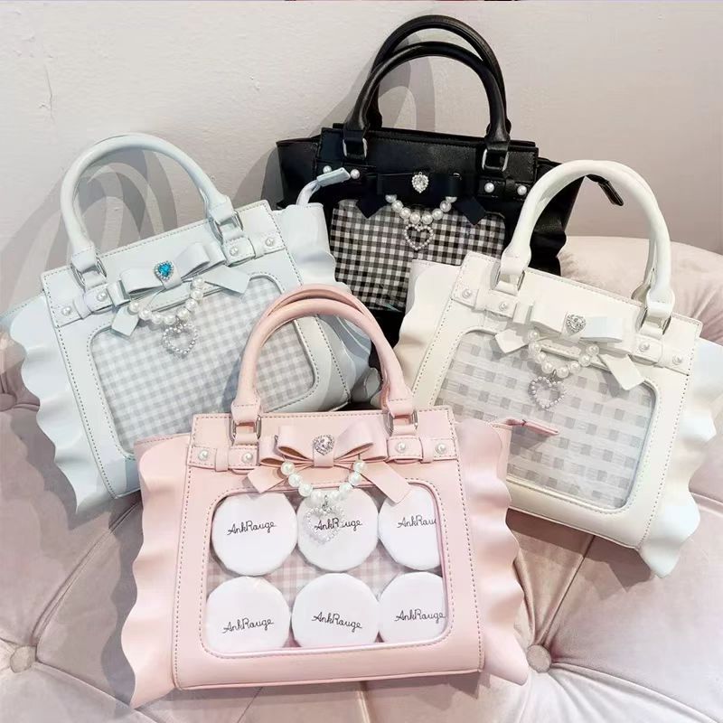 Wristlet Wallet Zipper - Tas Ita Merah Muda Persegi Harajuku
