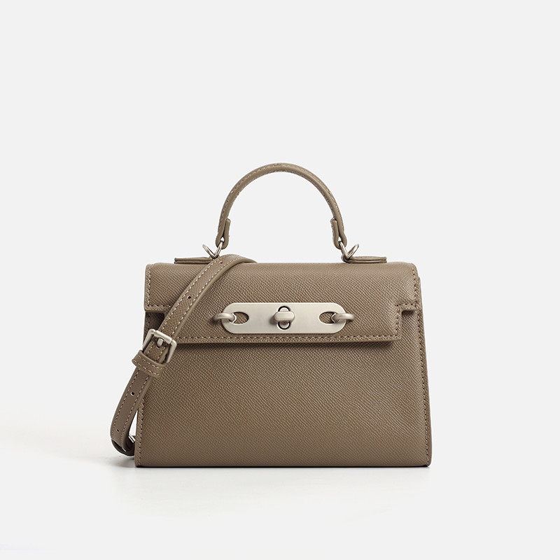 Structured Handbag Top Handle - Tas Selempang Wanita Warna Taupe dari