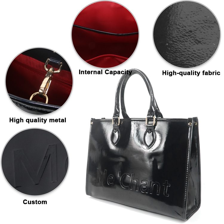Tas Tote Kulit PU Hitam Mengki - Structured Handbag Top Handle ulasan dan harga