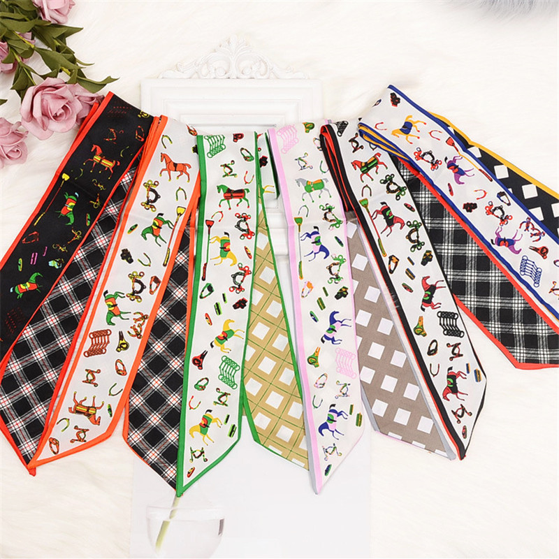 Syal Skinny Kotak-kotak Kuda T - Luxury Bags Brand ulasan dan harga