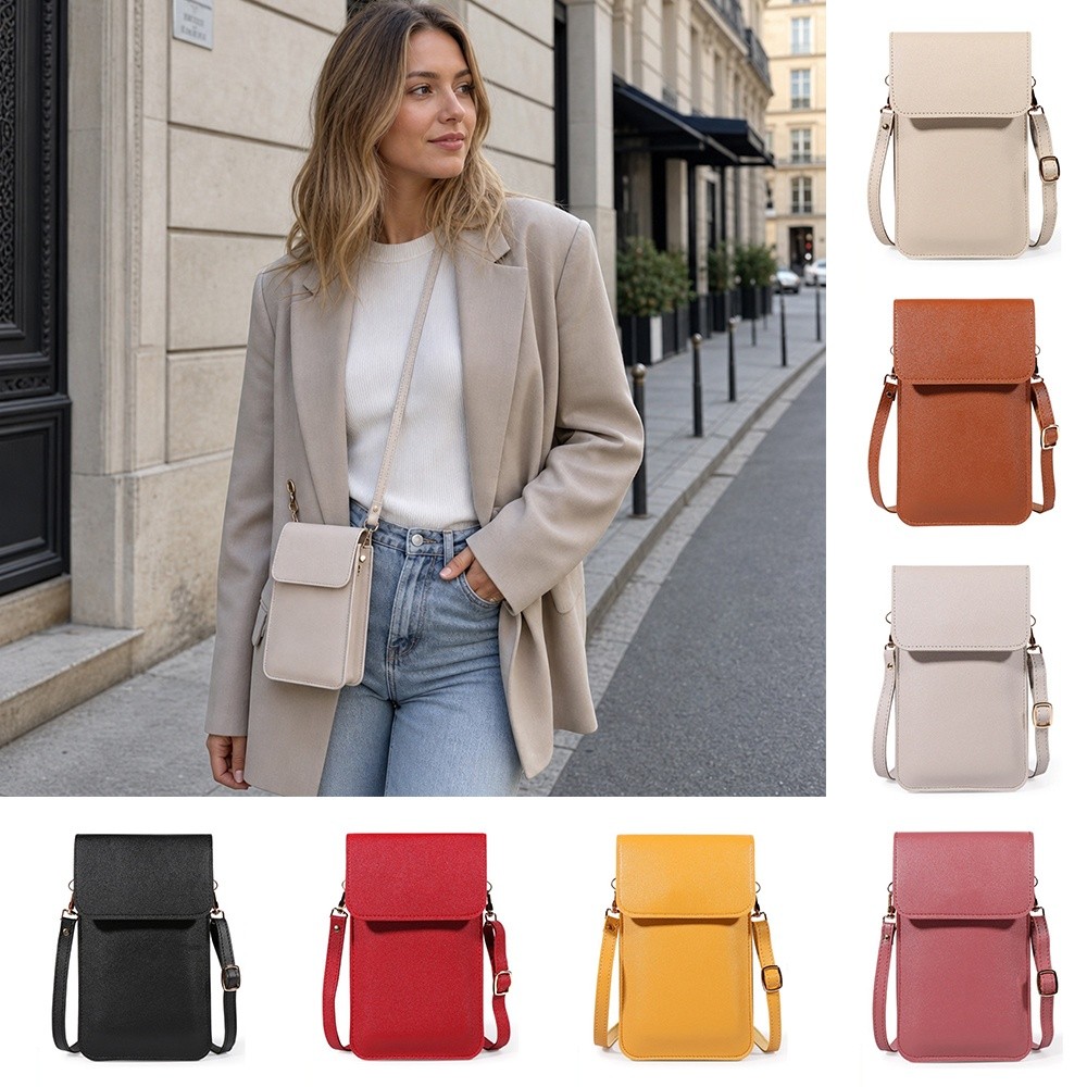 Tas Ponsel Layar Sentuh Kulit  - Wristlet Wallet Zipper ulasan dan harga