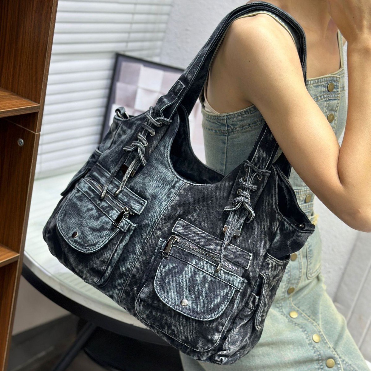 Tas Denim Wanita Y2K Vintage T - Wristlet Wallet Zipper ulasan dan harga