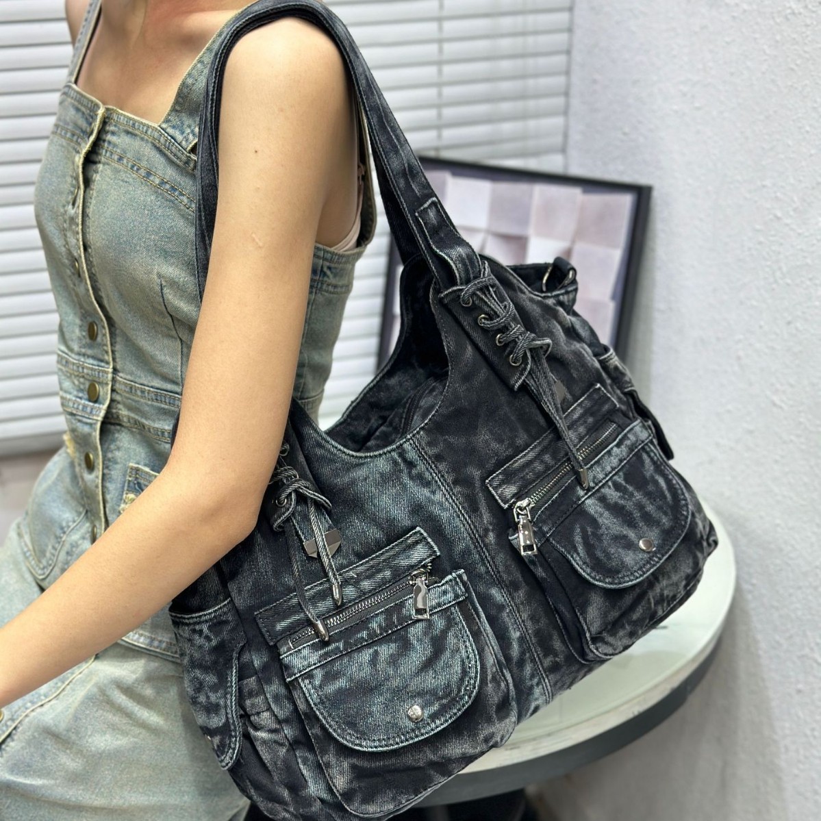 Tas Denim Wanita Y2K Vintage T - Wristlet Wallet Zipper ulasan dan harga