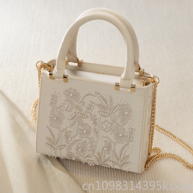 Tas Tangan Mutiara Bordir Vint - Structured Handbag Top Handle ulasan dan harga