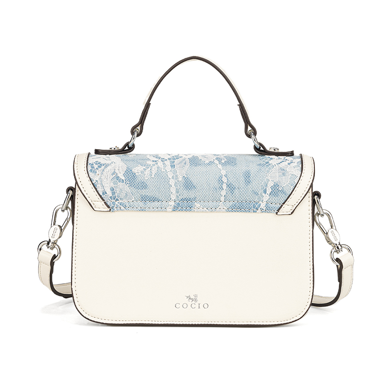 Tas Tangan Wanita Biru Putih B - Structured Handbag Top Handle ulasan dan harga